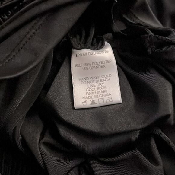 Black bodycon dress with shirred bust and ruched sides with ties- S - Picture 7 of 7